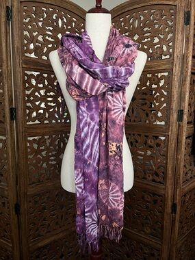 Darn Good Yarn - Lot of 2 Scarves - Tie Dye Scarf Shawl Wrap